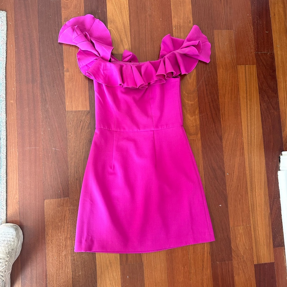 French Connection ruffle pink mini dress